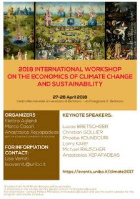 Prof Phoebe Koundouri and Prof Anastasios Xepapadeas will be speaking at 2018 International Workshop on The Economics Of Climate Change And Sustainability, Bologna, 27 & 28 April 2018.